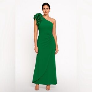 Xscape Emerald One Shoulder Gown
